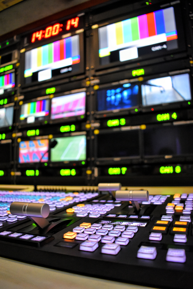 Switchboard,For,Live,Broadcast,Production.,Equipment,In,Outside,Broadcasting,Van.