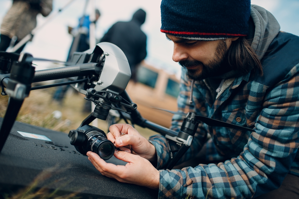 Man,Pilot,Checking,Quadcopter,Drone,Camera,Before,Aerial,Flight,And