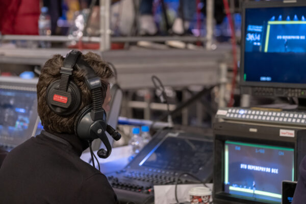 Video Broadcast Operator Working At Business Conference